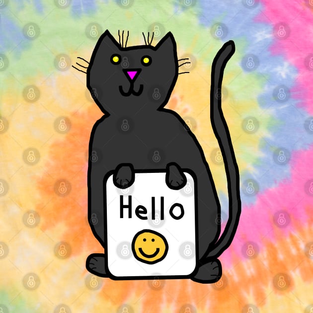 Cute Cat says Hello by ellenhenryart