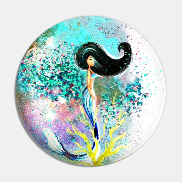 African Mermaid Splash Pin by digitaldoodlers