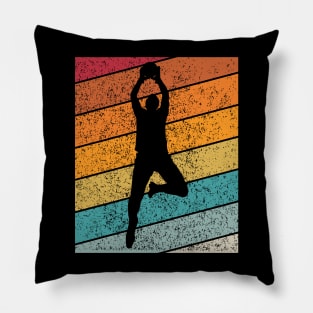 Basketball Slam Dunk Outdoor Sports Retro Sunset Design Pillow