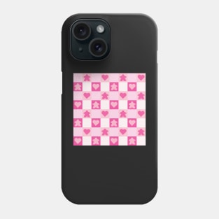 Valentine Meeple Gingham Check | Game Night Picnic Checkerboard Phone Case