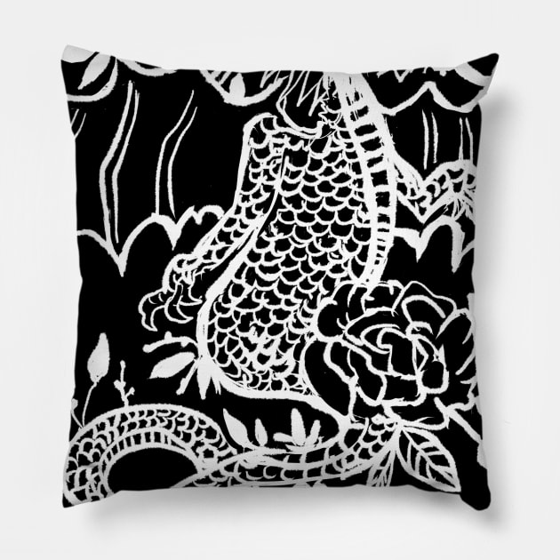 Dragon & Flowers Gothic Romantic Medieval Pillow by LunaElizabeth