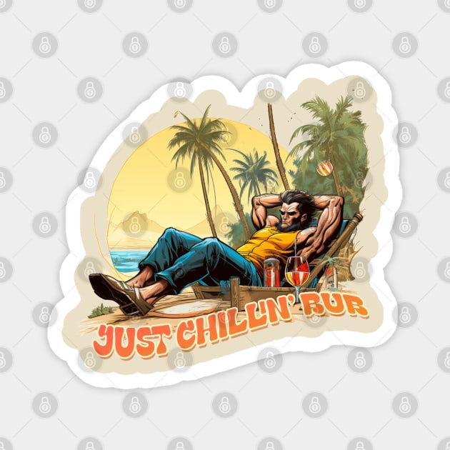 Just Chillin Bub Logan Wolverine Beach Magnet by not-lost-wanderer