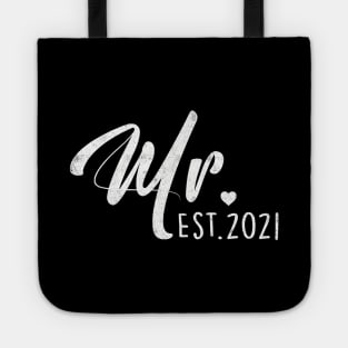 Mr Est 2021 Gift for Couples Wedding Anniversary Newlywed Matching Tote