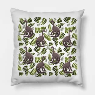 Modern Dinosaur Pattern - Olive Green Pillow