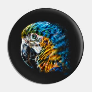 Parrot Colorful Fractal Modern Art Pin