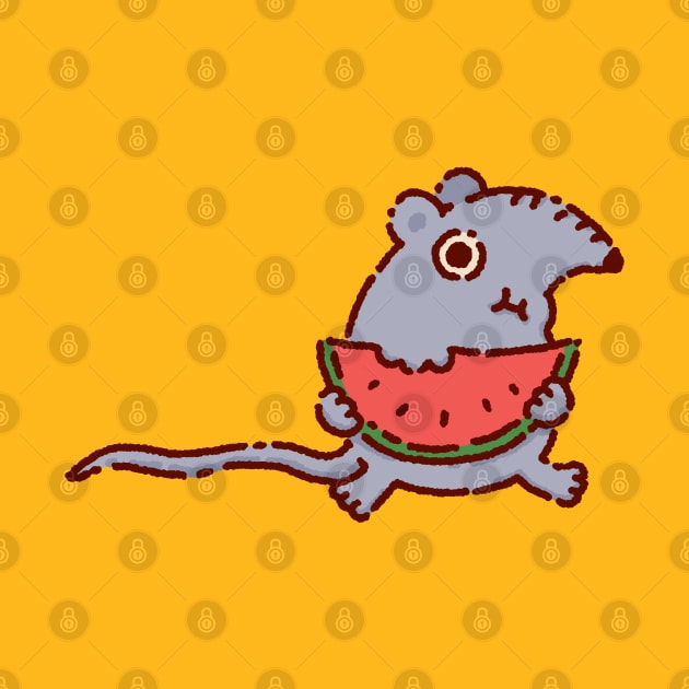 Rat with a watermelon by Tinyarts