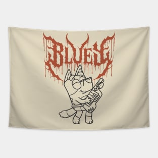 BLUEY METAL BLACK RED Tapestry