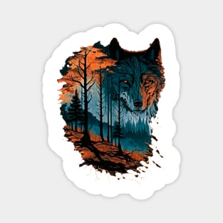 Wolf In Forest Magnet