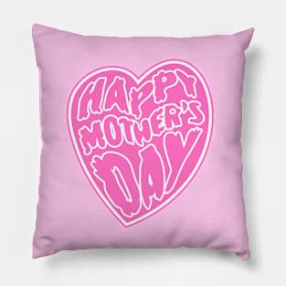 Happy Mother's Day Heart 2# Pink Psychedelic Art Nouveau Retrowave Text Pillow