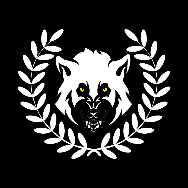 Wolf Head Victory Laurel Wreath Courage Symbol by ballhard