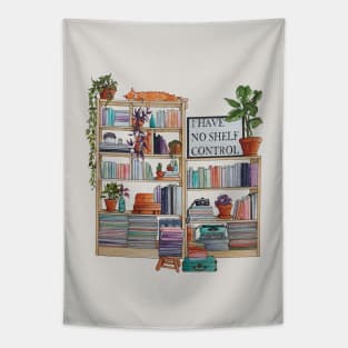 Watercolor bookshelf I have no shelf control Tapestry