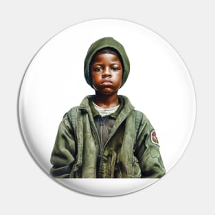 Military Minded Street Soldier Urban Warrior Black Boy Pin