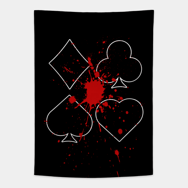 Bloody Playing cards Symbols-Gambling Tapestry by StabbedHeart