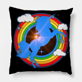 Unicorn with rainbow and stars clouds Pillow