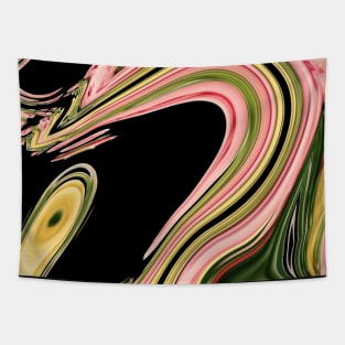 modern abstract black yellow pink swirls Tapestry