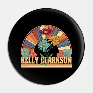 Kelly Flowers Name Clarkson Personalized Gifts Retro Style Pin