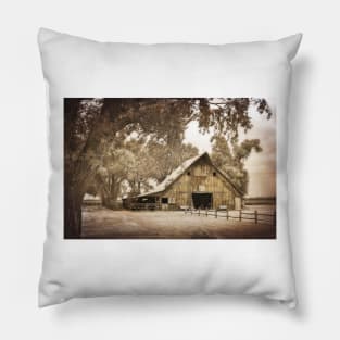 Old Barn Vintage Style sepia textured photograph Pillow