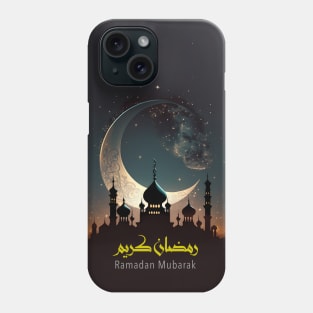 Ramadan Mubarak on a Dark Background Phone Case