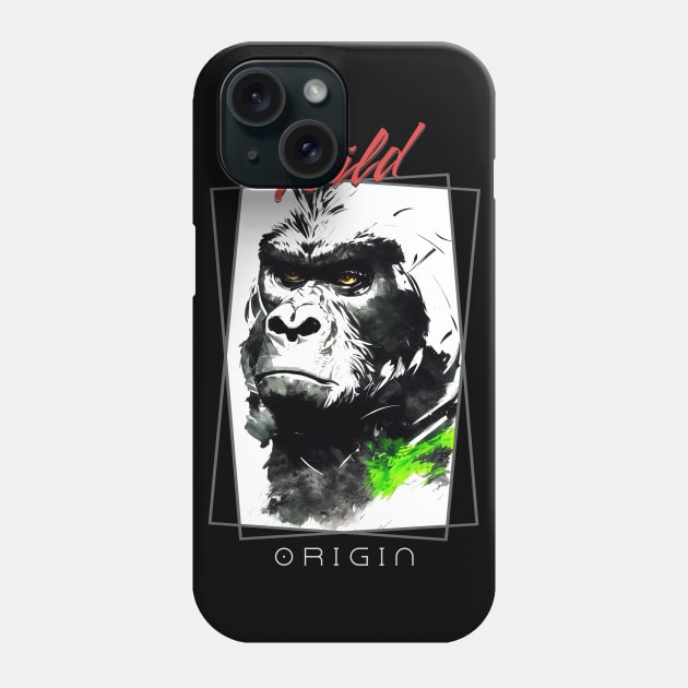 Gorilla Ape Wild Nature Free Spirit Art Brush Painting Phone Case by Cubebox