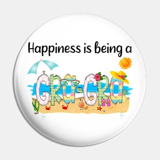 Happiness Is Being A Gra-Gra Summer Beach Happy Mother's Day T-Shirt Pin