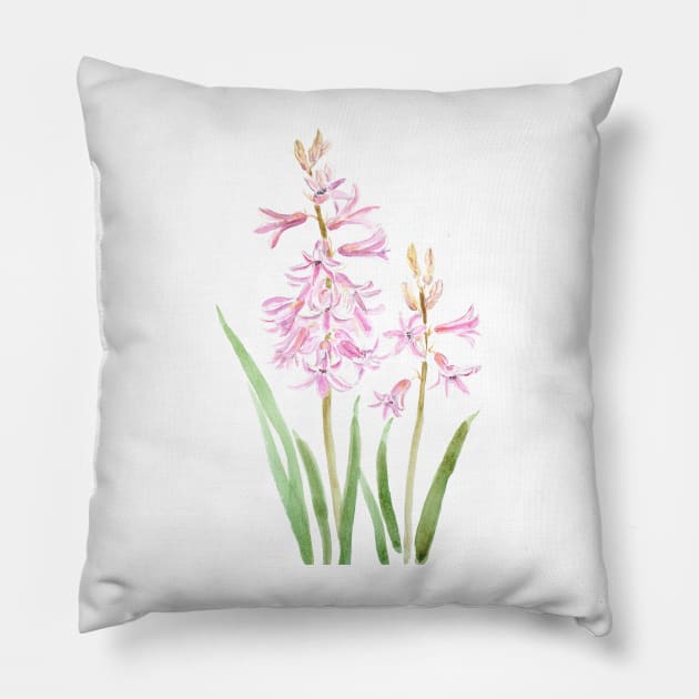 2 pink hyacinth flowers Pillow by colorandcolor