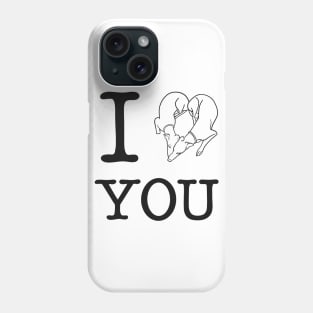 Adorable Greyhound dog lovers design; I heart you, I love you Phone Case
