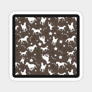 Chocolate Brown Equestrian Horse Pattern Western Stars Cowgirl Equine Patterns Magnet