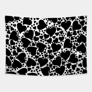 Valentine pattern hearts black Tapestry