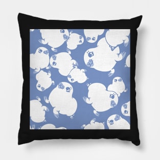 Pale Baby Seals on Periwinkle Pillow