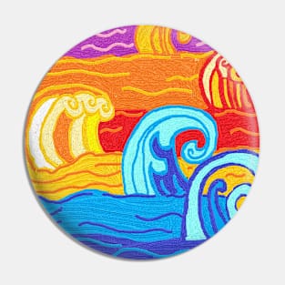 wave, vintage wave patterns, oil painting Pin