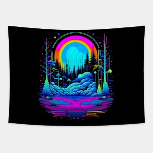 Rejuvenating Trippy Dark Forest Tapestry