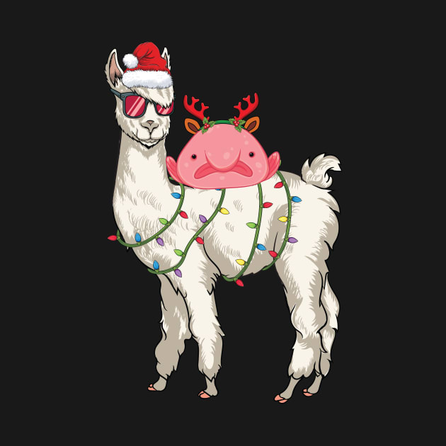 Discover Funny blobfish riding llama with Christmas Reindeer T-Shirt