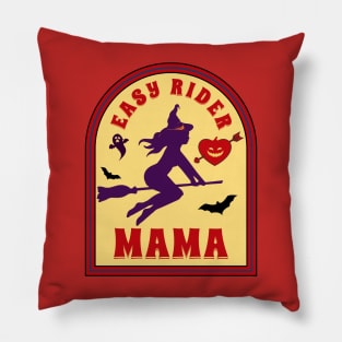 Halloween Witch Spooky Mama Flying on a Broom Pillow