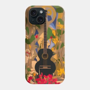 Acoustic Guitar Vintage Style Floral Phone Case