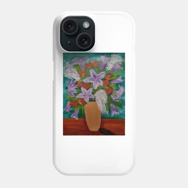 Some mixed flowers in a gold vase Phone Case by kkartwork