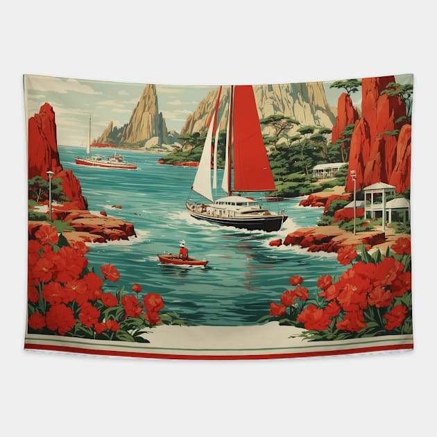 Marine Park Australia Vintage Travel Poster Tapestry by TravelersGems