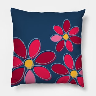 Red and Pink Flowers Pillow