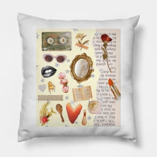 Vintage Old Money Aesthetic Collage Print Pillow