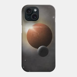 Ephemeral Red Planet with orbiting Moon Phone Case