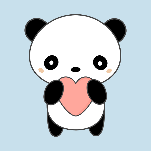 Kawaii Cute Panda Bear With Heart T-Shirt by happinessinatee