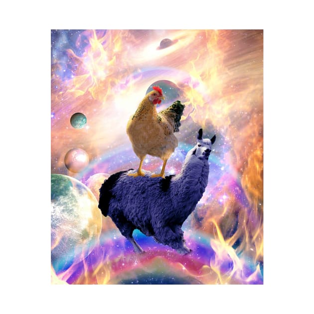 Chicken Riding Llama In Space - Rainbow by Random Galaxy