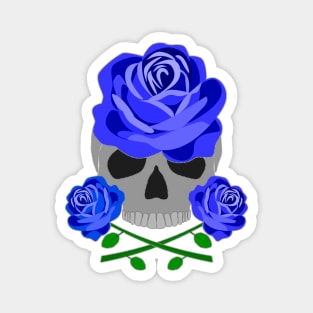 Blue Rose Skull Magnet