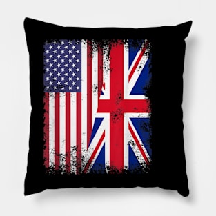 Half American Half British USA Flag United Kingdom Heritage Pillow