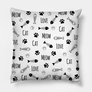 Love Cat Meow Pattern Pillow