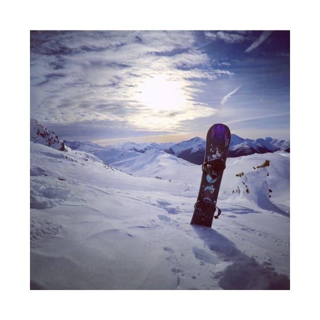 Snowboard in Winter Mountain Scenery by boobear247