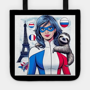 Francais: Female 80's Comic Book Hero with Sloth Tote