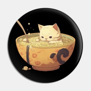 Japanese Kawaii Neko Kitty Ramen Bowl Pin