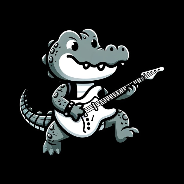 Alligator playing guitar rock by MasutaroOracle