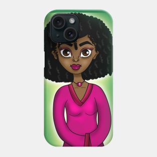 Black girl digital art in cute anime style Phone Case