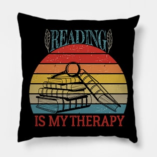 reading is my therapy school teacher Pillow